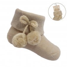 S10-COF: Coffee Pom Pom Ankle Socks (0-24 Months)